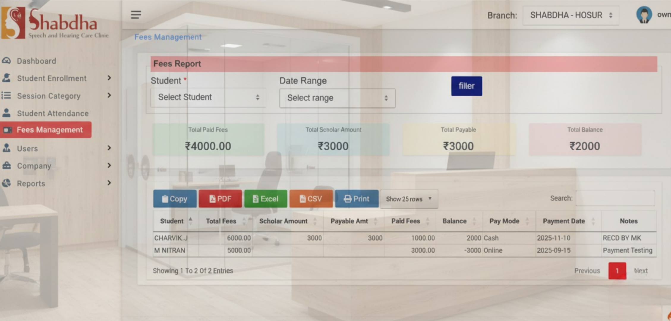 Fees & Billing Management